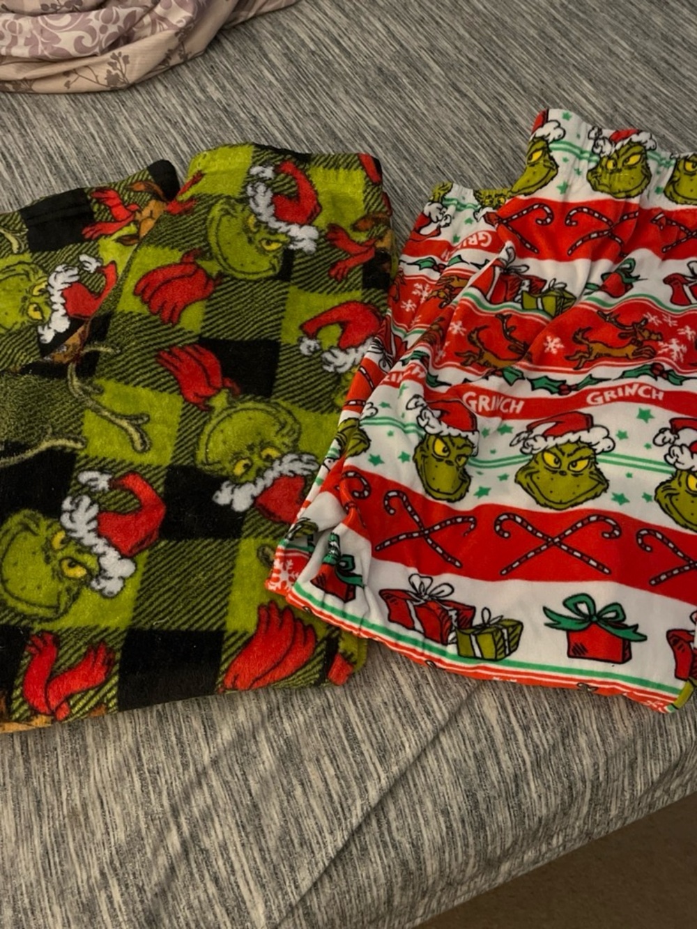 Women's Holiday Grinch Plaid & Stripe Pajama Pants - Green & Red